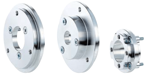 Left = Flange adapter for a 36 series face mount flange to a servo flange;
 Center = Flange adapter for a 20 series face mount flange to a 36 series face mount flange; Right = Special flange adapter.